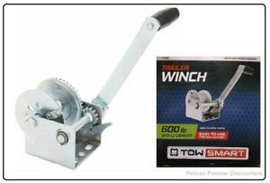 Tow Smart 600 lbs. Manual Trailer Winch 2 in. x 20 ft. Capacity 2-Way Ratchet