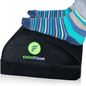 Ergofoam Adjustable Desk Foot Rest For Added Height - Orthopedic Teardrop Design