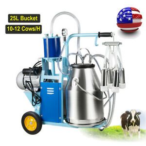 Pro 25L Milker Electric Piston Vacuum Pump Milking Machine For Farm Cows Bucket
