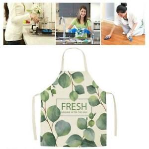 Kitchen Apron Leaves Sleeveless Cotton Linen Aprons Cleaning Tools Home V2Z1