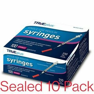 Trueplus 31g 5/16&#034; 1cc Syringes - 2-packs 2 Sealed package of 10 - 20 total