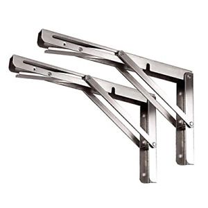 Toirxarn Folding Shelf Brackets 10 Inch, Max Load: 330Ib, Heavy Duty Stainless 2