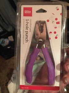 Office Depot 1-Hole Punch Comfort Grip Blue Rubberized 719-521 New in Package