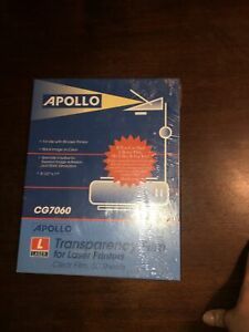 Apollo Laser Jet Printer and Copier Transparency Film 50 Sheets CG7060 Sealed
