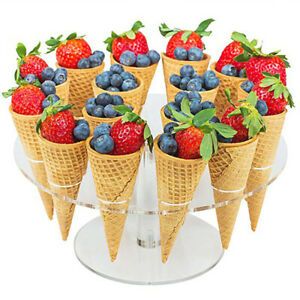 16 Holes Transparent Acrylic Ice Cream Cone Stand Holder Chip Cone Display Stand