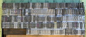 48pt Onyx caps &amp; lowercase metal lead alloy Letterpress printing type full font