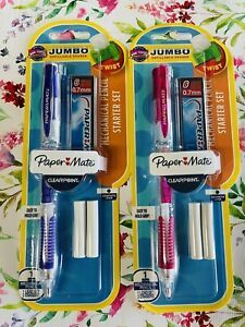 Lot Of 2 Paper Mate Clearpoint Mechanical Pencil Starter Set W/ Jumbo Erasers
