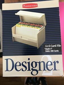TWO BLACK Rubbermaid Designer Plastic 4x6 Card Files Holds 400 Cards New In Box