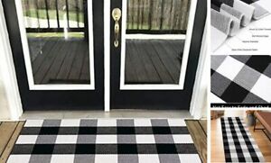 Extra Long Buffalo Check Runner Rug 2x6 ft Indoor Outdoor 2&#039;x6&#039; Black White