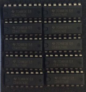 10x Texas Instruments CD40174BE - Hex D-Type Flip-Flop