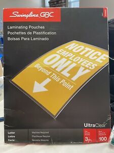 Swingline Ultraclear Thermal Laminating Pouches 3 Mil 9x11.5 100/box 3745022