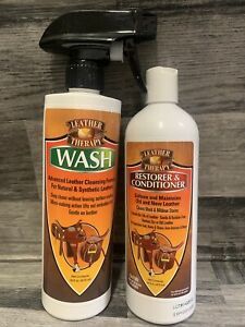 2 Bundle Leather Therapy Leather Restorer Conditioner &amp; Wash BRAND NEW 16oz