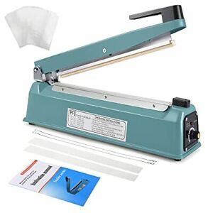 Impulse Bag Sealer, Manual Poly Bag Sealing Machine w/Adjustable 12 inch Blue