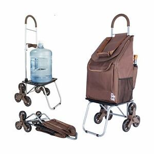 dbest products Stair Climber Bigger Trolley Doll, Brown Shopping Grocery Fold...