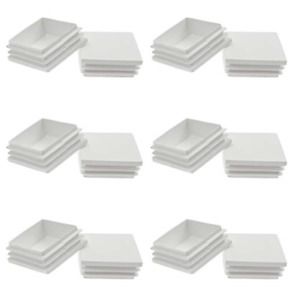 Suiwotin 12Pack 50mm 2 Inch Square White Plastic Plug, Square Tubing End Caps,