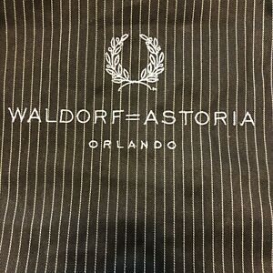 Waldorf Astoria Hotel Orlando Florida Black &amp; White Striped Bib Apron