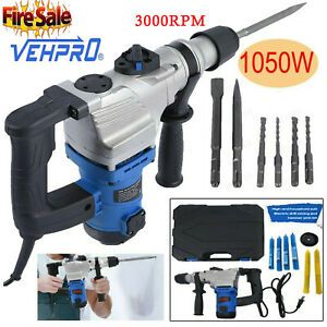 1050W 3000RPM Electric Demolition Jack Hammer Concrete Breaker Punch Chisel Bit