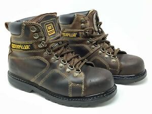 Caterpillar Men&#039;s Size 8.5 Brown Work Boots ASTM F2413-05 Leather Steel Toe
