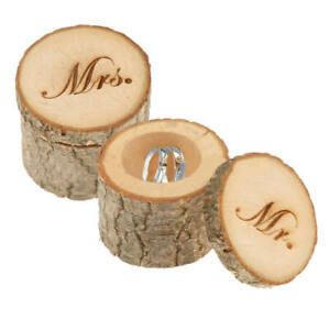 2 X Vintage Ring Box Wooden Wedding Engagement Ring Box Rustic Finger Ring