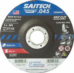 United Abrasives 22073 5x.045x7/8 Saitech .045 Ceramic Cutting Wheels 50 pack