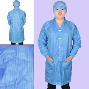 Unisex Blue Point  Anti Static Clean Room ESD Overall Gown w Cap S