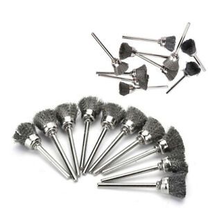 10x 3mm Wheel Brush Steel Wire Rust Weld Cup Tool Shank for Drill Rotary