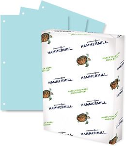 Hammermill Colored Paper, 20 lb Blue Printer Paper, 3 Hole - 1 Ream (500 Sheets)