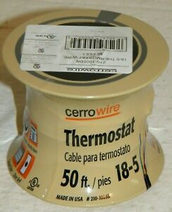 Cerro Wire Thermostat Wire 50 feet 18-5 cerrowire 210-1005BR bell security alarm