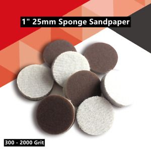 1 in 25mm Wet Dry Sanding Discs Sponge Sandpaper Sander Paper PSA 300-2000 Grit