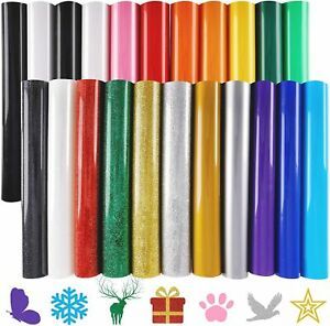 Iron on Vinyl Heat Transfer 22pcs Includes 16pcs Assorted Colors 6pcs Glitter