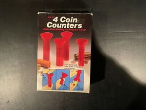 Vintage Set of 4 Coin Counters Red Funnel Tubes By Sun Hill USA Made