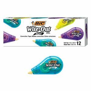 BIC Wite-Out Brand Mini Correction Tape, White, 12-Count