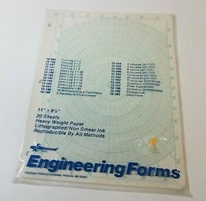 National Brand, 11&#034; x  8 1/2 &#034;, 12-187 Polar Coordinate Graph Paper, 20 Pack VTG
