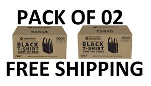 Member&#039;s Mark Black T-Shirt Carryout Bags (1,000 ct.) PACK OF 02 FREE SHIPPING