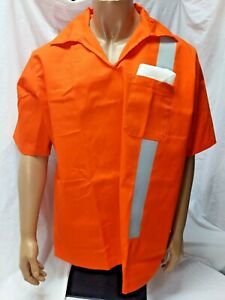 Pull over Orange Safety Workwear Short Sleeve v-neck shirt  Reflective Tape
