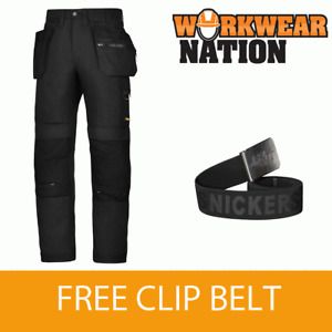 6200 Snickers Black AllroundWork, Work Trousers+ Holster Pockets FREE BELT