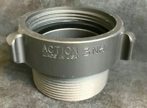 Aluminum Fire Hose Adapter, 3&#034; F.NST x 3&#034; M.NPT Rocker Lug