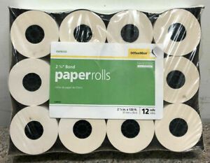NEW OFFICE MAX 12 Rolls 2 1/4in. x 130 ft Bond Paper Rolls (57mm x 39m) OM98103
