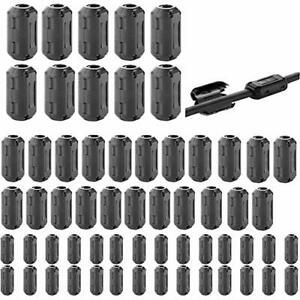 CABLE CLIP Noise Suppressor Snap On RFI EMI Ferrite Ring Core Black 60 Pc TAMICY
