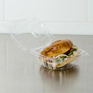 (500-Pack) 5 13/16&#034; x 3&#034; ClearSeal Hinged Lid Plastic Container