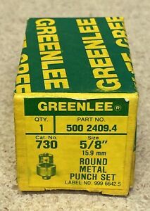 GREENLEE NO. 730 - 5/8&#034; ROUND METAL PUNCH SET 500 2409.4