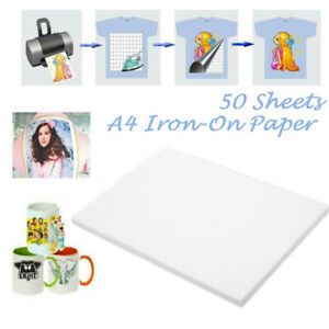 50Pcs A4 Heat Transfer Paper Iron-On Paper For Light Fabric Cloth T-shirt Print