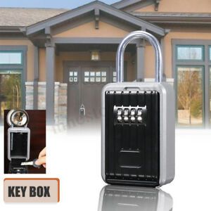 4 Digit Password Key Lock Box Wall Mount Box Safe Security Storage 8.5*4*18.5 c