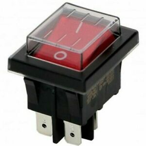 Illuminated Rocker Switch With RED 2 Position 4 Parts POWER PUMP ON OFF