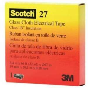 3M Scotch Glass Cloth Electrical Tapes 27, 66 ft x 3/4&#034;, Wht, 1 RL (500-150749)