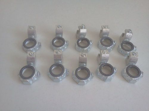 Lot of 10: Conduit Bushings: 1/2 threaded bushing with set screw ground for 1/2