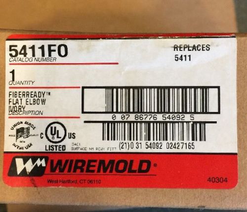 Wiremold 5411F0 Fiber Ready Flat Elbow, Ivory New In Box