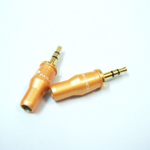 2pcs orange color 3 pole 3.5mm plug material copper audio soldering connector for sale