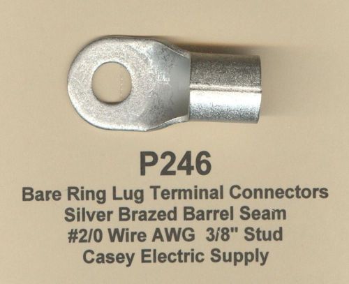 2 Bare Ring Lug Brazed Barrel Seam Terminal Connector #2/0 Wire 3/8&#034; Stud MOLEX