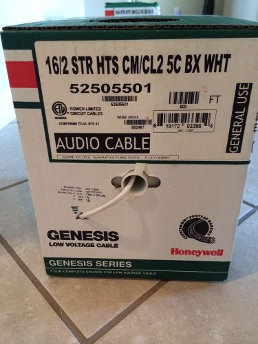 600ft honeywell genesis 52505501 16/2 str hts cm/cl2 5c white audio cable for sale
